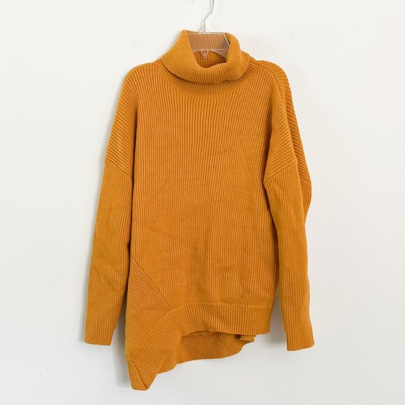 marciano guess // mustard yellow asymmetrical turtleneck knit sweater XS - Picture 1 of 5